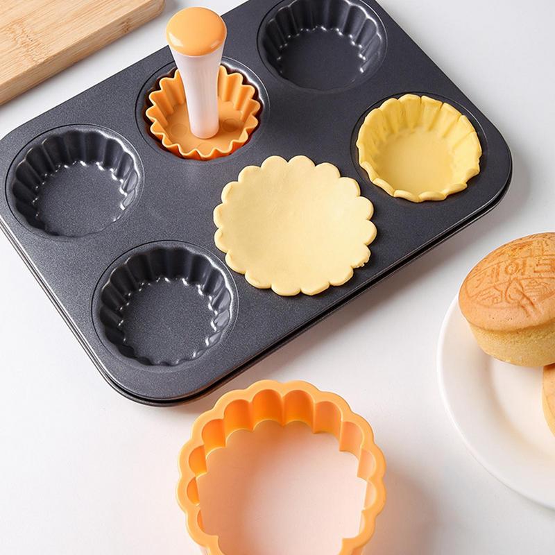 Tart Tamper Set Flower Cookies Tamper Non Stick Food Safe Reusable Removable Cake Pastry Baking Tool Egg tart shell mold