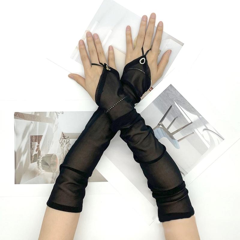 Long Fingerless Tulle Mesh Gloves for Women Elegant Bridal Sheer Arm Sleeves for Operas and Cosplay Theme Party 1920s