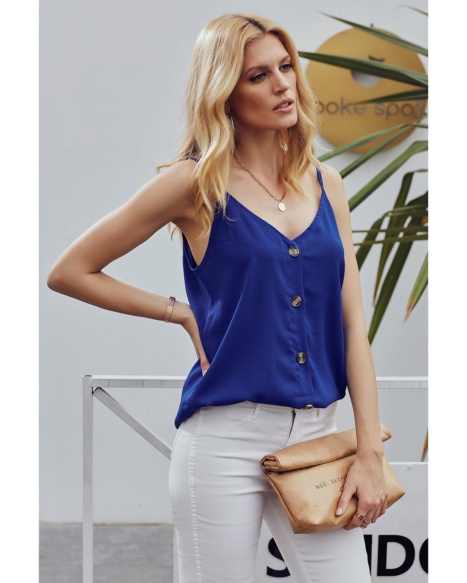 

Azura Exchange Buttoned Tank Top XL синий