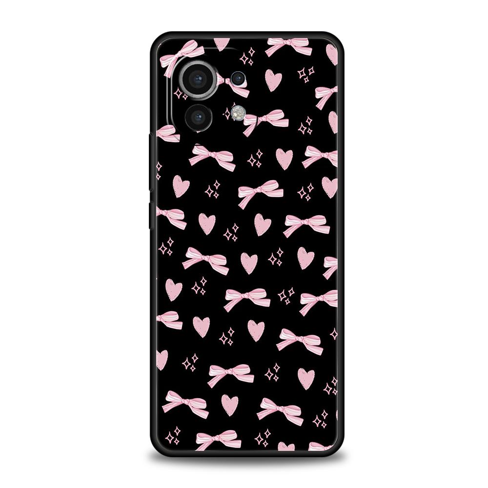 Phone Case For Xiaomi 15 14 13 12 Lite 14T 13T 12T Pro Poco X7 X6 X5 X4 X3 NFC F7 Ultra F6 Pro Soft Cover Cute Pink Heart Bow