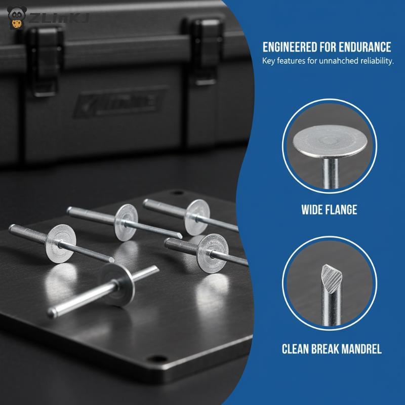 Large Flange Aluminum Rivets Kit Easy To Use Blind Rivets for Woodworking Metalworking Home Improvement