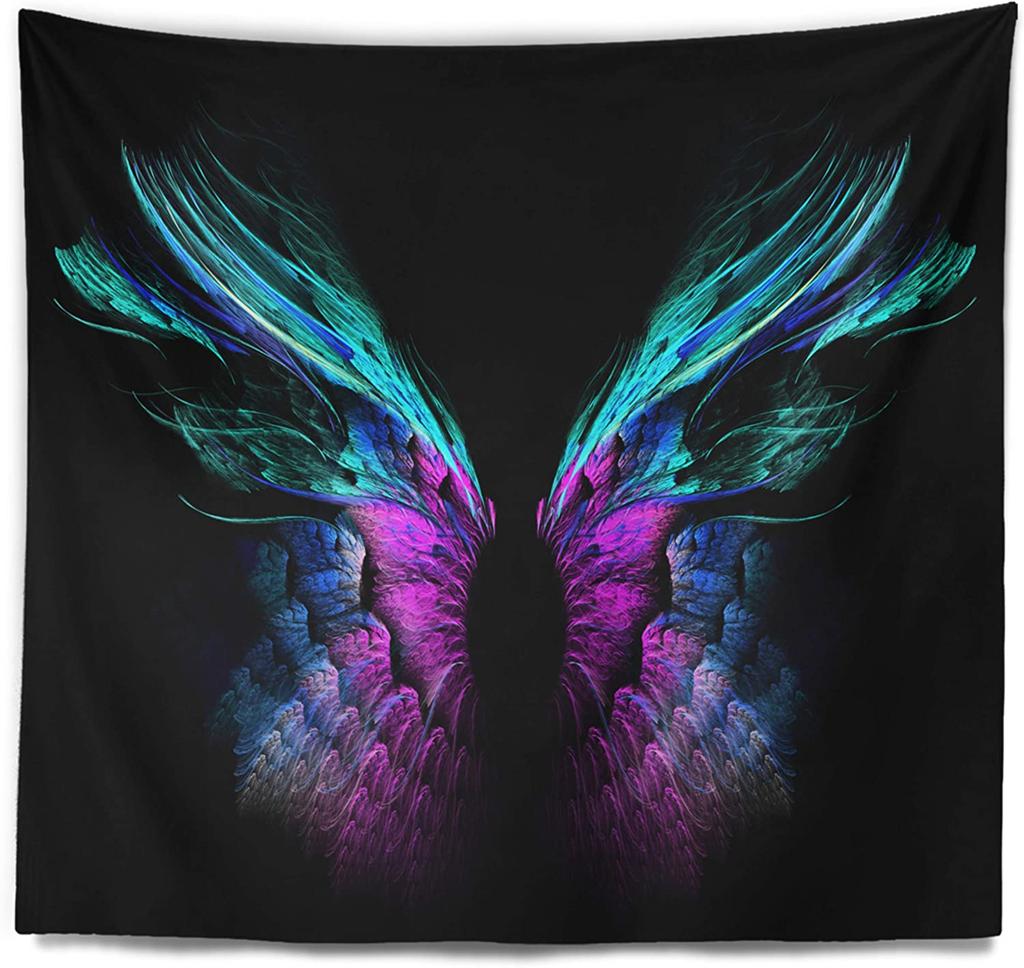 Tapestry aesthetics Black and white tapestry wall hanging, beautiful Trippy Boho fun hippie angel wings home decoration