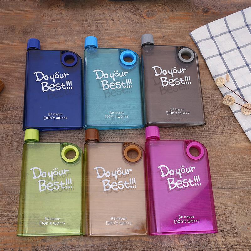 380Ml Transparent Flat Water Bottle Travel Bicycle Drinking Juice Cup Reusable Portable Plastic Bottles Bpa Free Sport Bottle