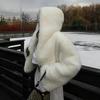 Plus Size Y2k New Winter Warm Pure White Mountain Fashion Hooded Cropped Faux Fur Coat Women Fluffy Eco Fox Fur Jacket Girls Hot Overcoat