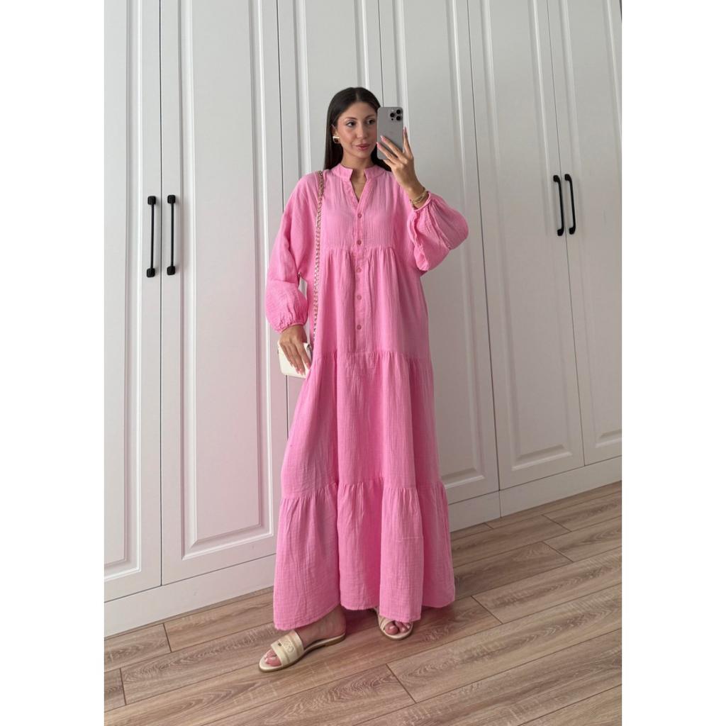 New Women's Long Sleeve Dress, Loose Solid Color Casual Vacation Dress, Vintage Style Button Fashion Dress for Women European American Style