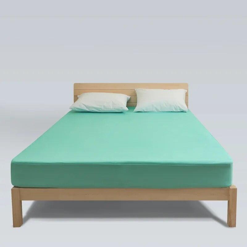 Solid Color Waterproof Bedspread Microfiber Mattress Protective Cover Waterproof Fitted Sheet Anti-mite Mattress 160x200cm