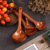 Curving Handle Wooden Kitchens Spoon For Soup Porridge Stirring Serving Heat Resistant Solid Wood Utensils Japanese Style Designs