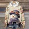 Women's Fashion Long Sleeve Christmas Print Loose Hooded Sweatshirt Top