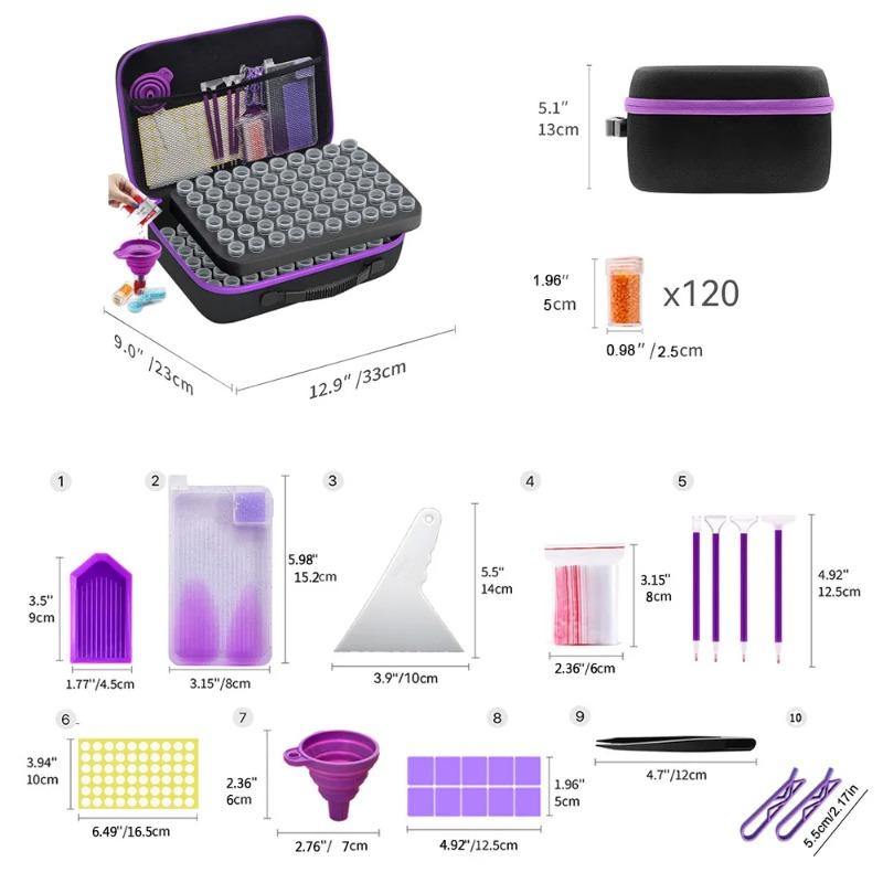 30/60/120/240 Grids Diamond Painting Storage Box Set Portable Bead Organizer with Tool Kit for DIY Craft Art Mosaic Artists