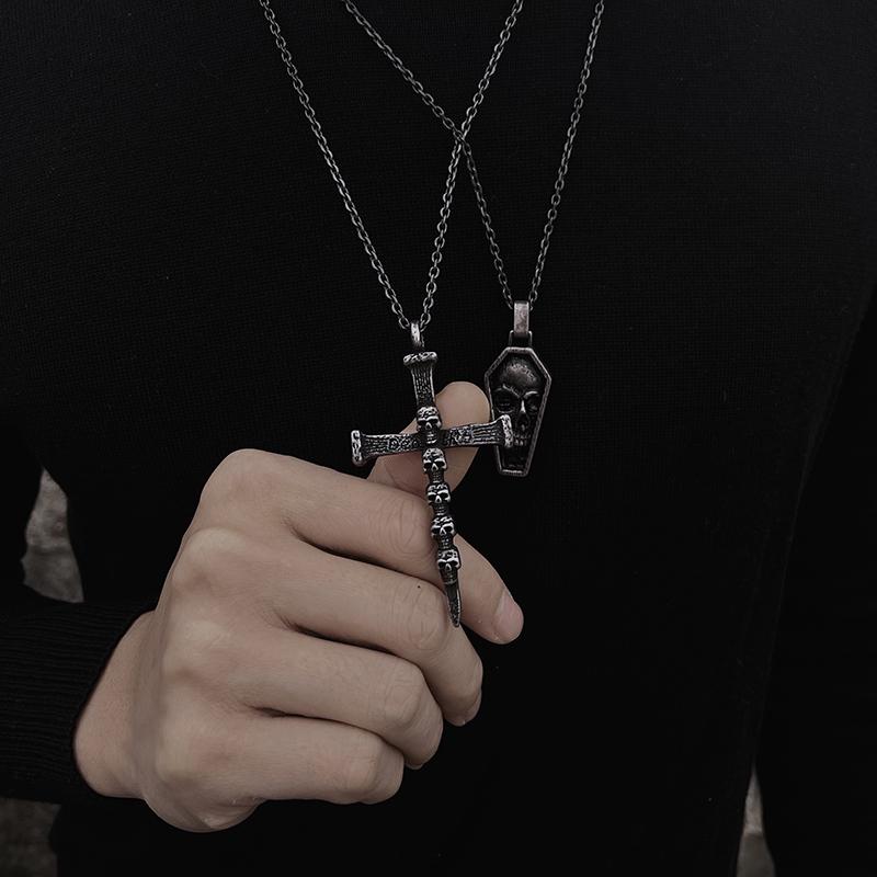 Vintage Punk Totenkopf Halskette für Männer Frauen 316L Edelstahl Halsketten Herrenkette Mode Männlicher Kuss Schmuck OSDZ201