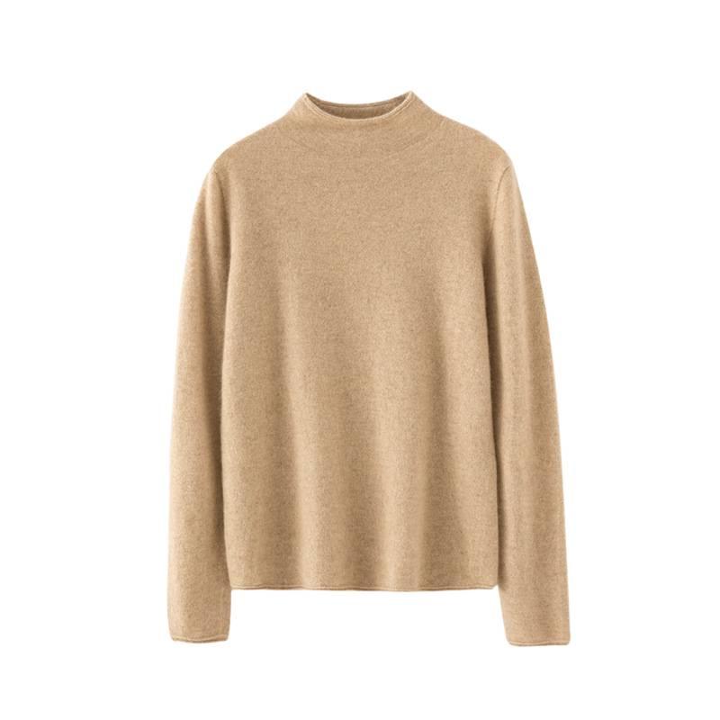 2025 Women's Autumn-Winter Pure Cashmere Half-High Neck Loose Knit Sweater Pullover
