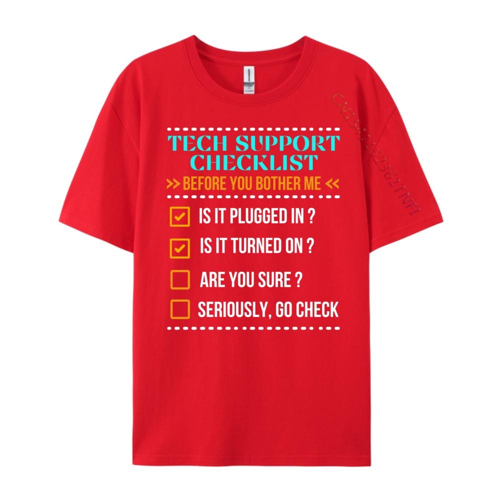 Funny Tech Support Checklist Helpdesk It Guys Computer Geek Pink Graphic Tees Mens TShirts Geek Printed Clothes S