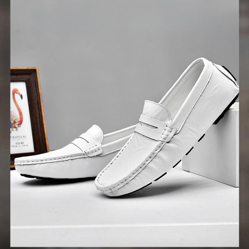 Pánská pravá kůže Boty pro volný čas Měkké mokasíny Pánské ploché módní značky Muži Mokasíny Prodyšné boty pro řidiče