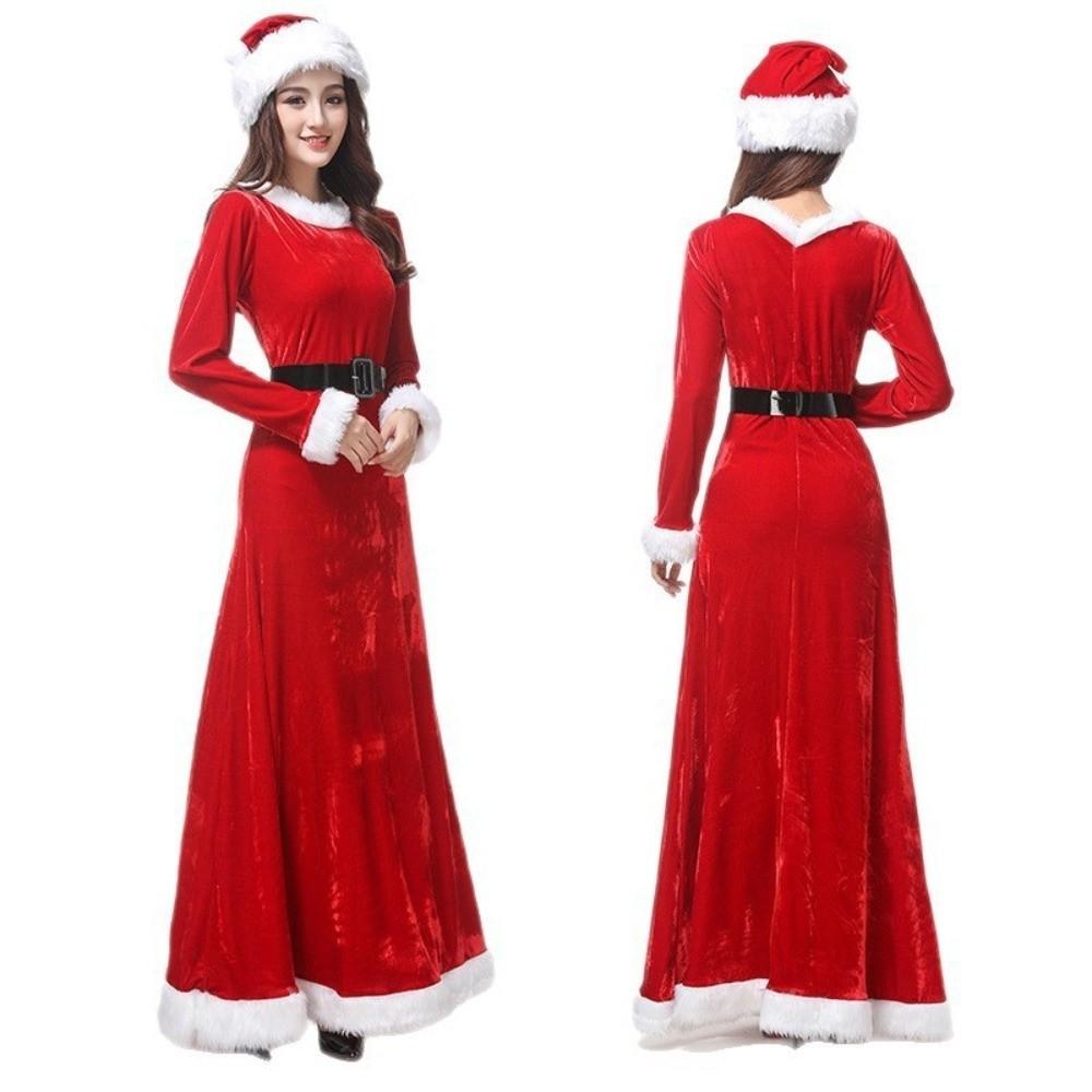 Santa Claus Cosplay Christmas Outfit Gold Velvet Christmas Perform Costume  Nightclub Bar