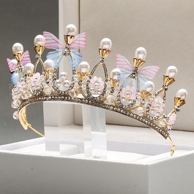 Itacazzo Braut Kopfbedeckung Eine goldene Dame Schmetterling Hochzeit Prinzessin Legierung handgefertigte Tiaras Mädchen süße Geburtstagskrone