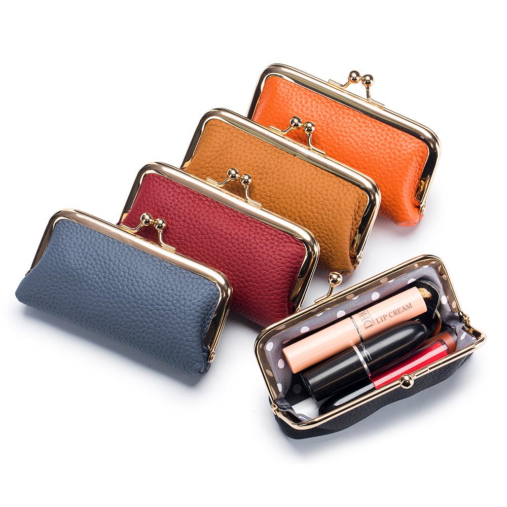 Women's Genuine Leather Mini Coin Purse - Fashionable Cowhide Lipstick Storage Bag