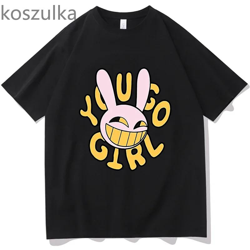 Anime The Amazing Digital Circus Jax Merch T-Shirt Bunnnyy you go Girl Unisex Kurzarm T-Shirt Lässiges T-Shirt Sommermode