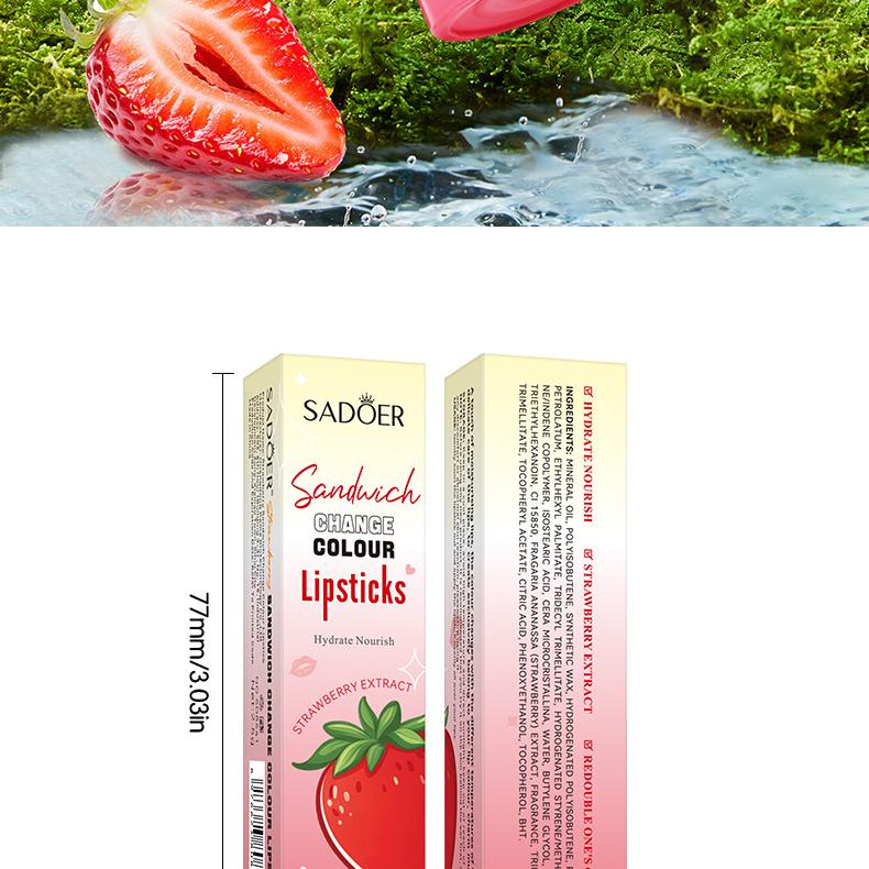 Fruit Sandwich Temperature Lip Balm SADOER Hydrating Moisturizing Temperature Moisturizing Lip Balm