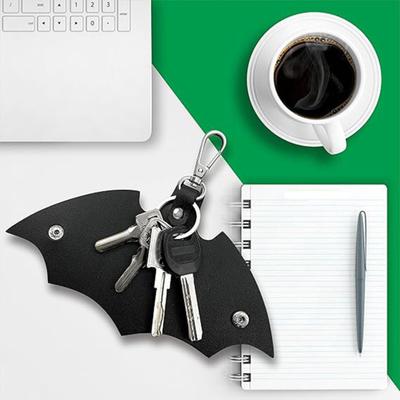Bat Shape Key Holder Faux Leather Protector with Keychain Portable Key