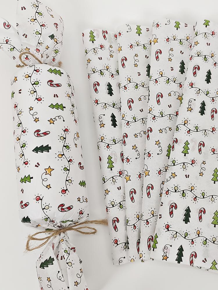 10/1000 Sheets Christmas Lantern & Rose Pattern Tissue Paper Gift Wrapping Semi-Transparent for Christmas Birthday Party Decor