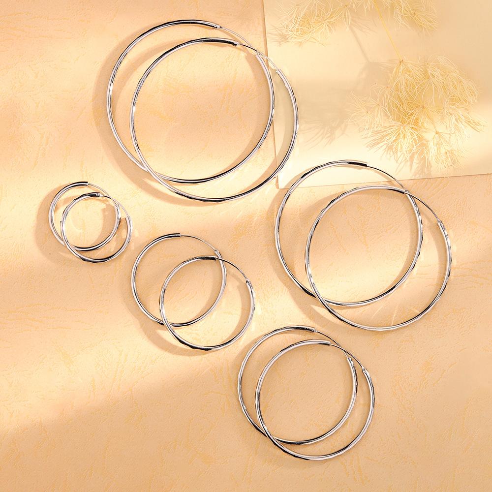 Oversized Diamond Cut Hoop Earrings Trendy Face Slimming Statement Jewelry For Vacation Resort Large Circle Ear Rings