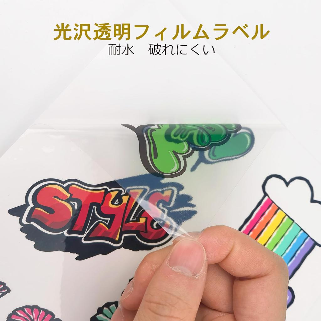 A-SUB Etiket Çıkartmaları Parlak Film Şeffaf Suya Dayanıklı Mürekkep Püskürtmeli 15 Yaprak Kesilmemiş El Yapımı Çıkartmalar