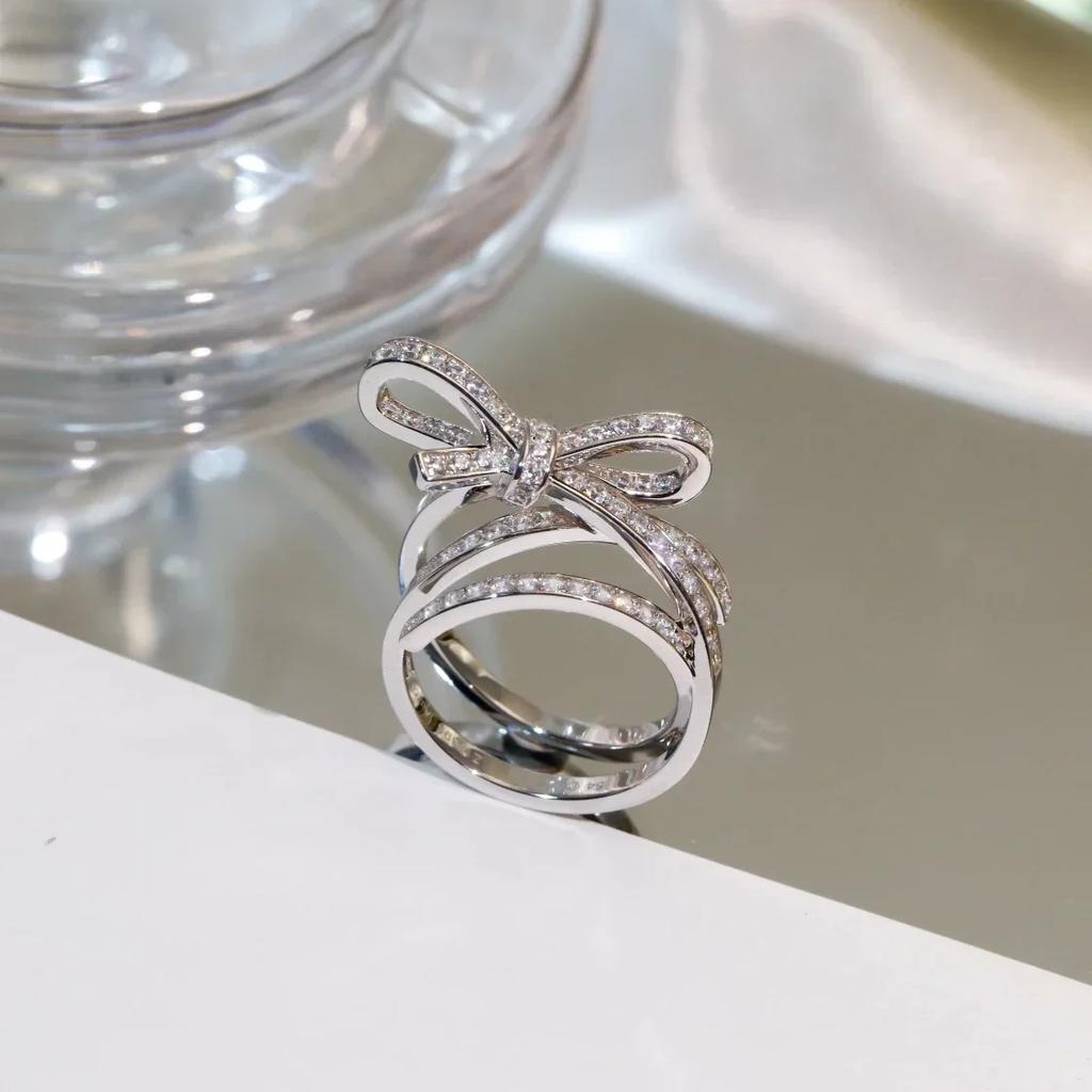 Musla Design Anello Vintage Hot Sale Decorazione in Cristallo Imitazione Diamante Fiocco Anello Multistrato È Super Bello Anelli da Matrimonio