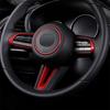 For Mazda 3 CX-30   Accessories ABS Carbon fibre/Red/Matte Car Steering Wheel Switch Button Frame Cover Trim Car