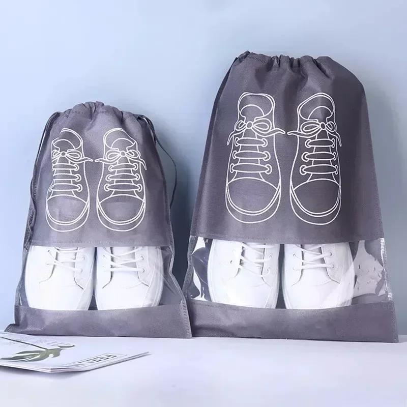 Borse Organizer Porta Scarpe Riutilizzabili in Tessuto Non Tessuto da Viaggio Portatili per Armadio con Tasca Impermeabile Borse Appese Trasparenti per Abbigliamento