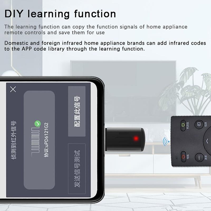 Type C Interface Smart App Control Mobile Phone Remote Control Wireless Infrared Appliances Adapter For Tv Tv Box