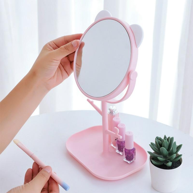 Süßer Kosmetikspiegel Schreibtisch-Schminkspiegel Haushalts-Großer Drehteller Kosmetik-Kleiner Spiegel Prinzess