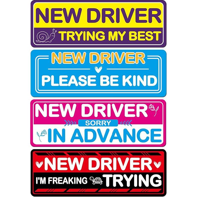 4Pcs Student Driver Magnetic Car Stickers For Beginners, New Magnetic Student Driver Stickers Signs For Car, Bumper Safety Decoration Supplies,