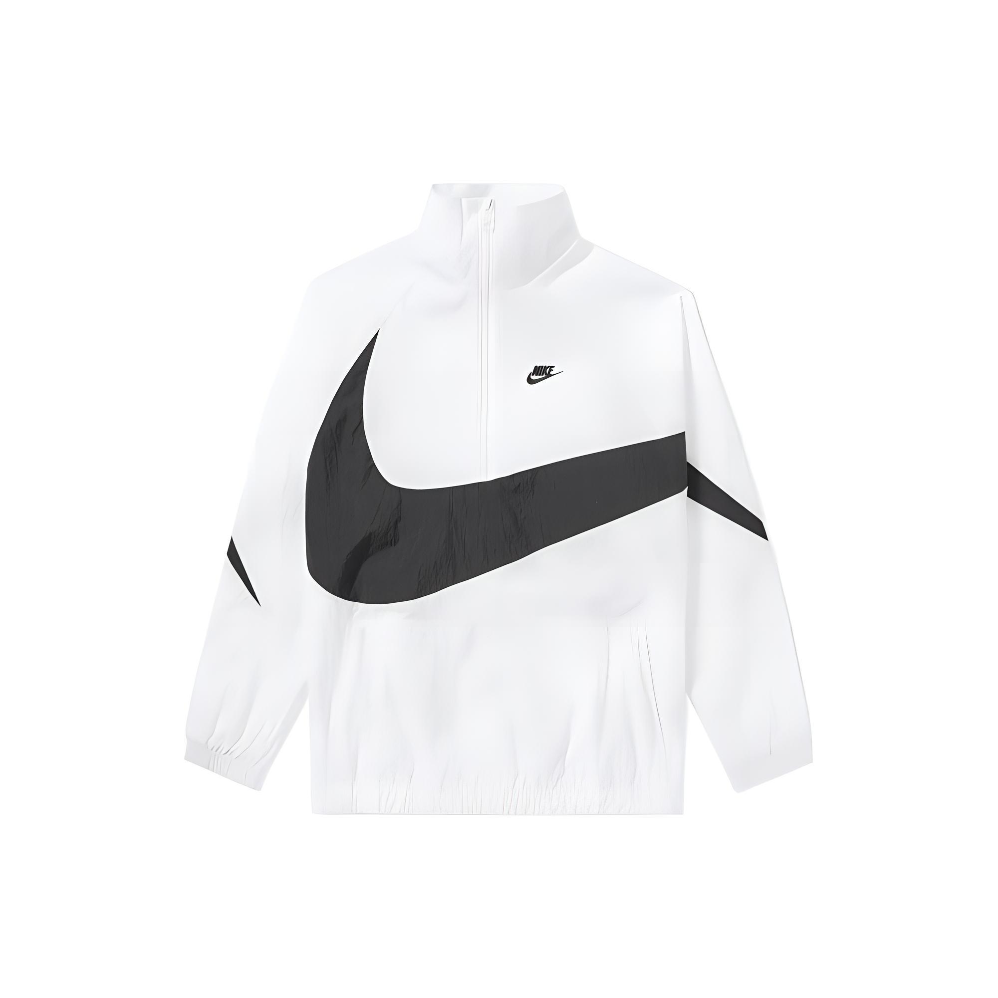 Nike Swoosh Half-Zip Jacket White Black Men s AJ2696-100 L