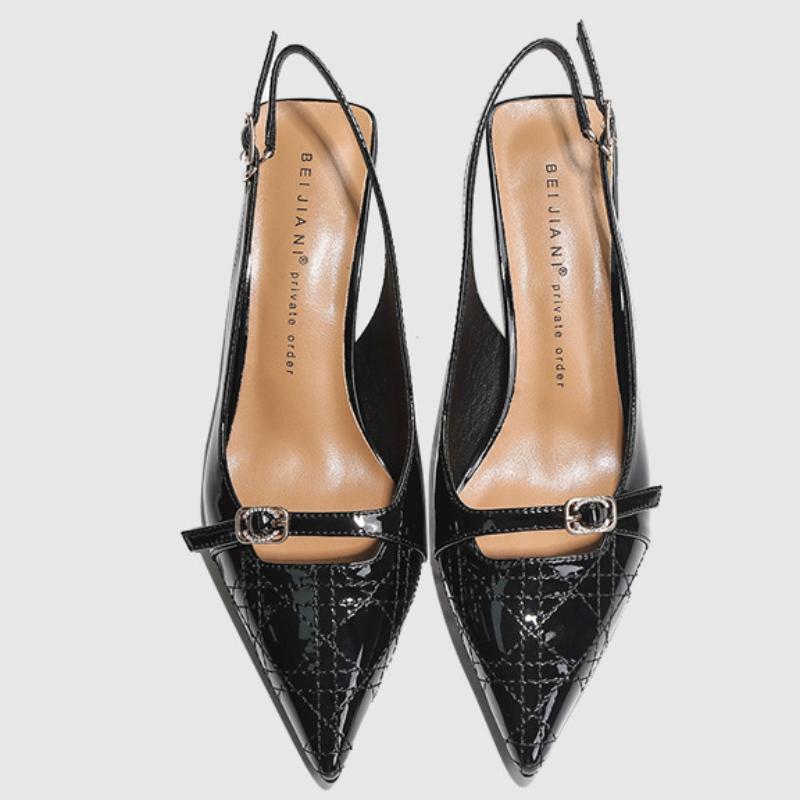 Women's Stiletto SandalsPointed Single Shoe Female Patent Leather Solid Color Fashion Simple All-match Womens Shoes Autumntime