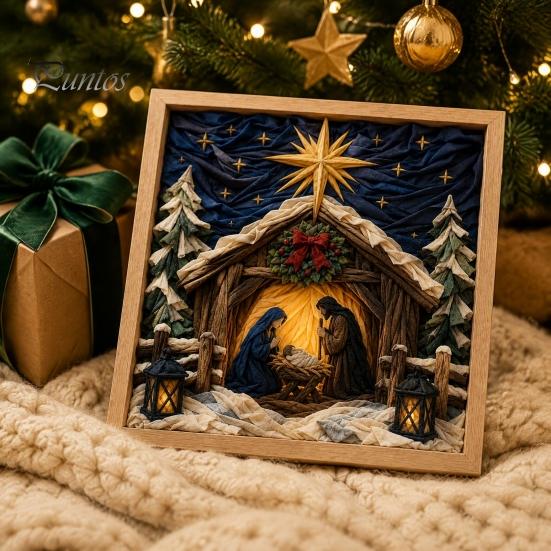 Fabric Poke Art Kit 3D Christian for Adults, Faith Inspired Religious Birthday Gift Ideas Craft Kit, DIY Christmas Wall Handmade Holiday Decor