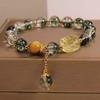Cherry Blossom Green Populated Crystal Bracelet for Women, Natural Yellow Crystal Pixiu Jewelry, High-Value Gift Bracelet
