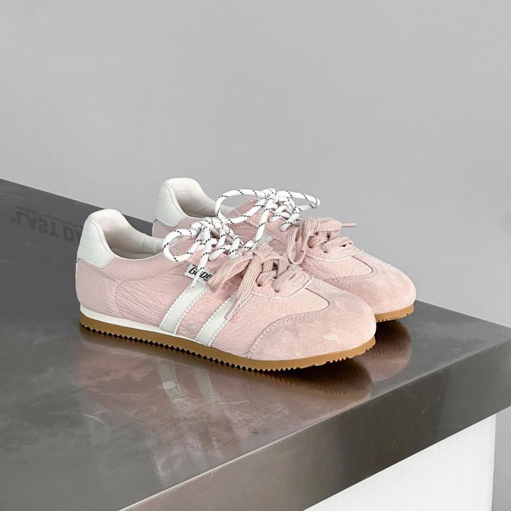 Leather German training shoes women's 2025 spring new flat-bottomed casual board shoes sports shoes versatile soft-soled comfortable little white sh