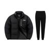 Li Ning Retro Trendy Verdikte Warme Winddichte Waterdichte Opstaande Kraag Katoenen Jas Casual Sport Set AJMU219-8+AKLTC43-1