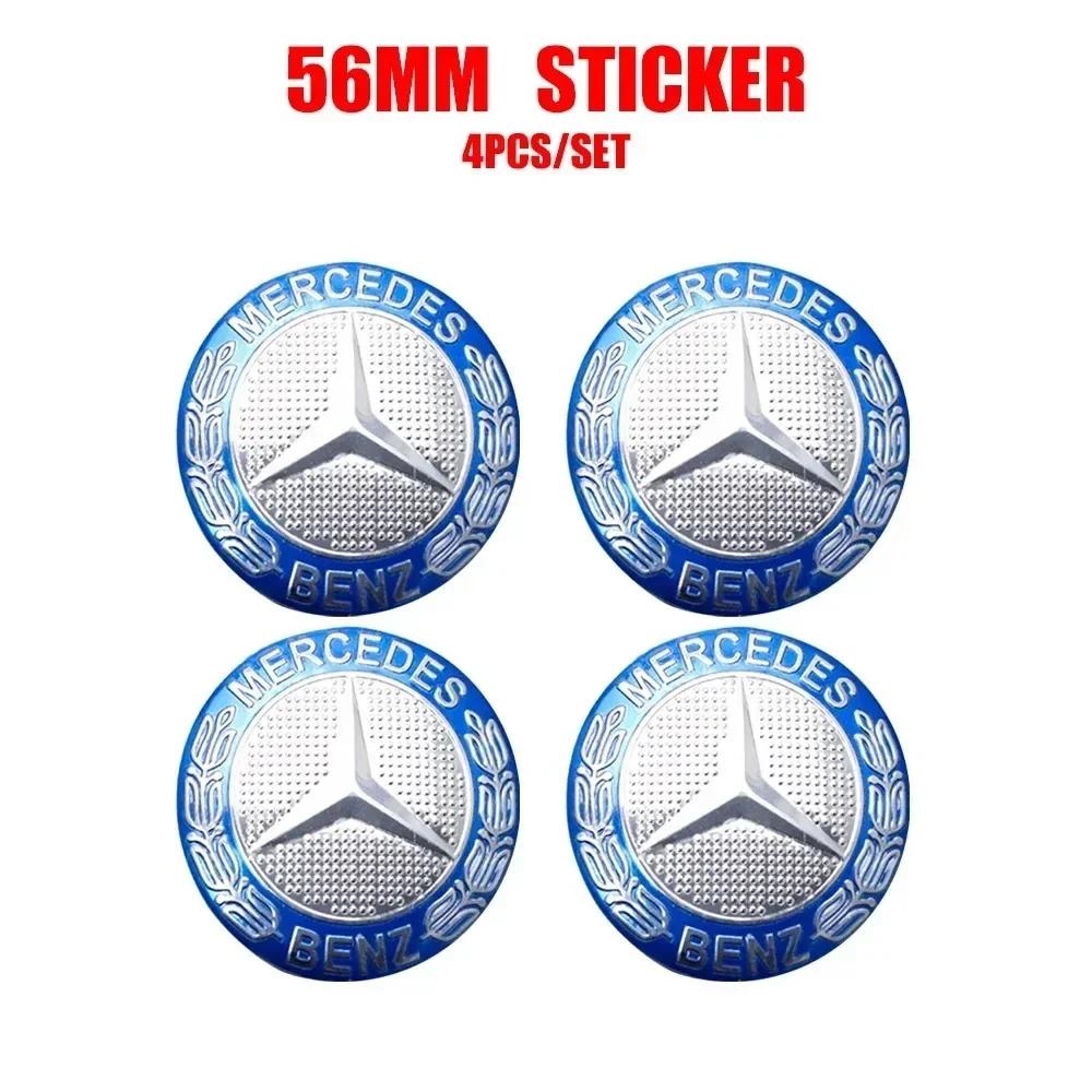 4 Peças 56mm Adesivos de Calota Central de Roda com Logotipo de Carro Acessórios de Alumínio Para Mercedes Benz Amg W205 W211 W204 W212 W213 W203 W176 W221
