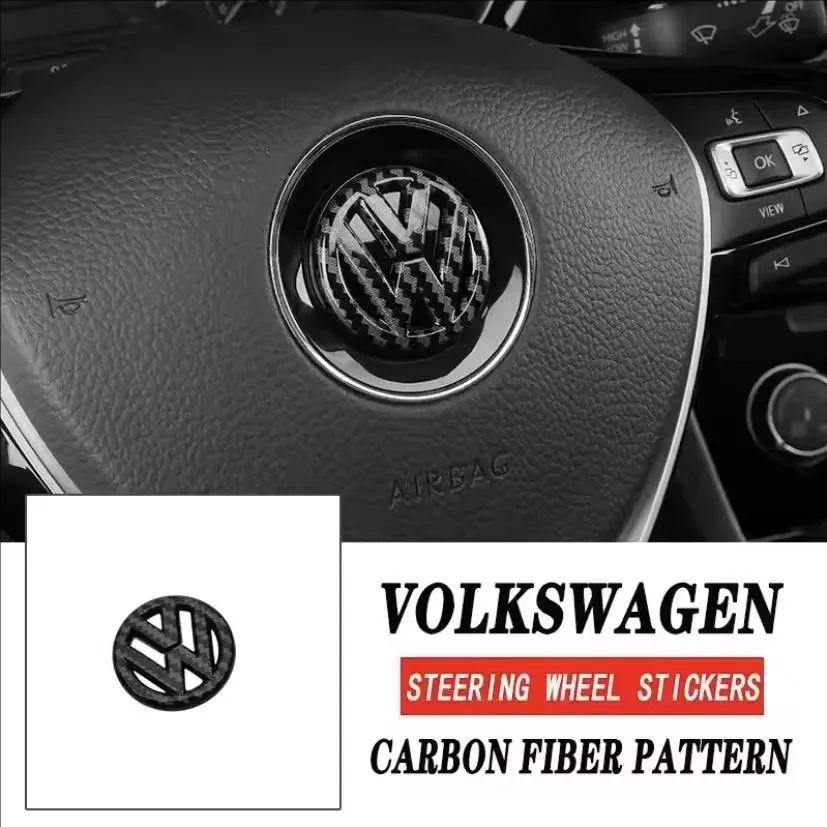 KUDFZ1 Car ABS Steering Wheel Emblem Trim Sticker Badge For VW GTI Golf Polo 6 7 Passat CC Tiguan T-ROC Jetta MK6 Taigo Arteon Hub Cap