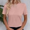 Ladies Summer Short Sleeve O Neck Solid Color Pullover T Shirt Top