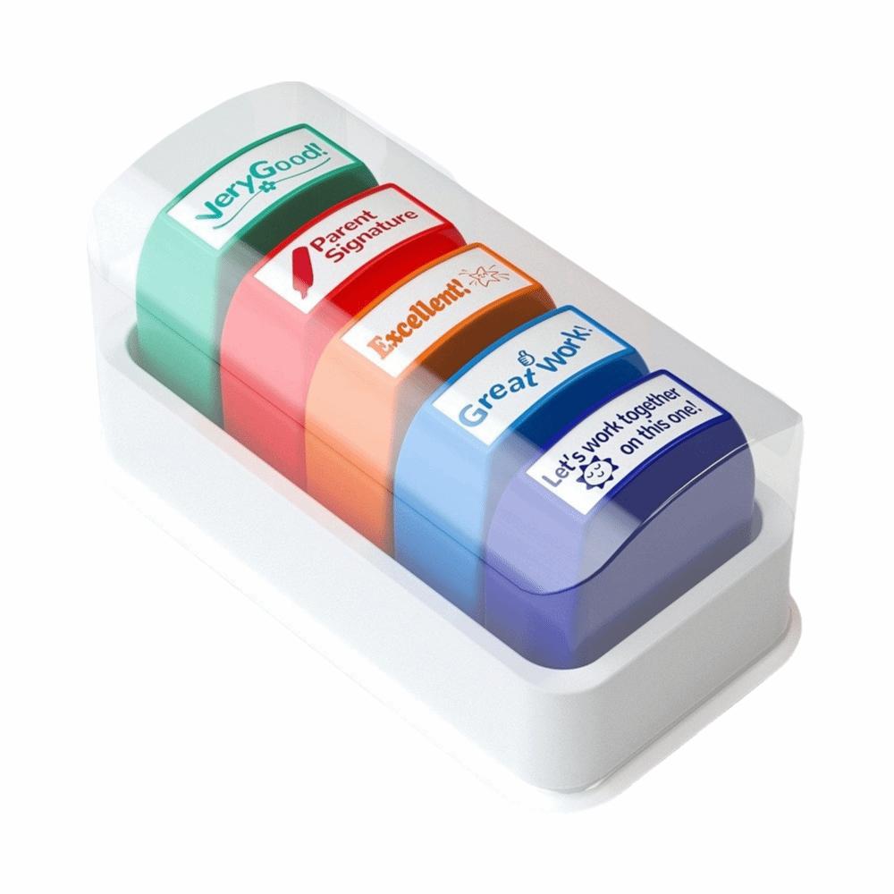 

5/8Pcs Colorful Auto-Refilling Stamp Encouragement Teacher s Comment Stamp Homework Evaluation 5pc Incentive