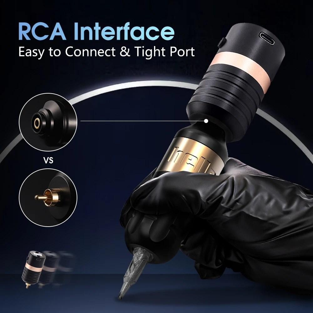 Tattoo Kit Tattoo Machine KISS OF DRAGON Rotary Stroke Motor Grip RCA Interface 40mm 33mm, 1 Piece, 3.Black