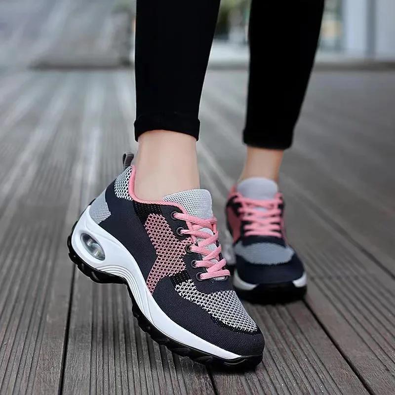 Spring and Autumn New Breathable Women's Shoes Outdoor nonslip mesh sports footwear Fashion wedge sneakers Casual light shoes