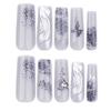 3D Magic Mirror Powder Metal Heart & Cross Rose Nail Art False Nails