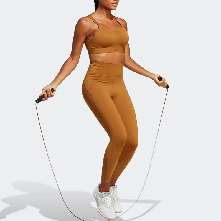 Adidas High Waist Solid Color Leggings Women Bottoms Slate-Bronze HR5426