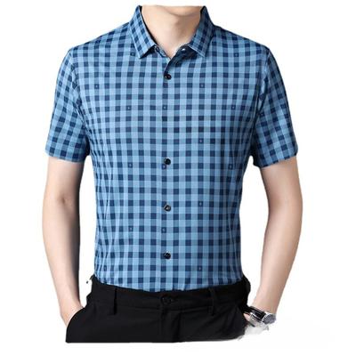 New High-End Men's Plaid Shirt Handsome Stylish Young and Middle-Aged Fashion Short-Sleeved Shirt for Men