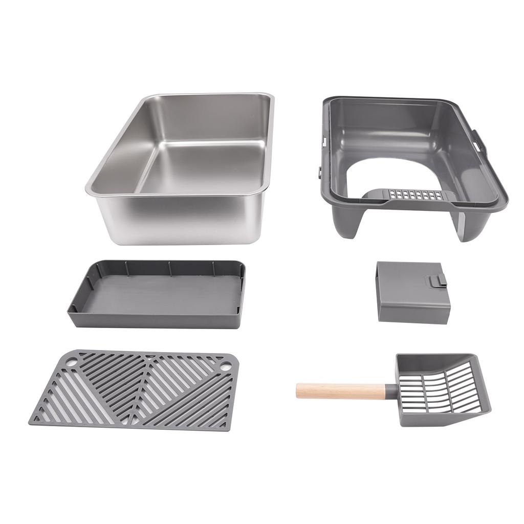 Paslanmaz Çelik Kedi Tuvalet Kabı Koruyucu Kürek ile Oturma Odası, Koridor, Yatak Odası, Evcil Hayvan Dükkanına Yerleştirilebilir