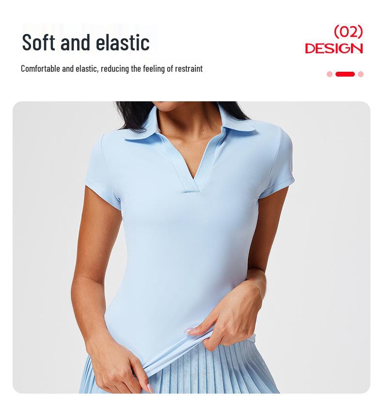 Cai Jue Women's Quick-Dry Polo Shirt - Short Sleeve, Cool Turn-Down Collar for Sports, Badminton, Tennis