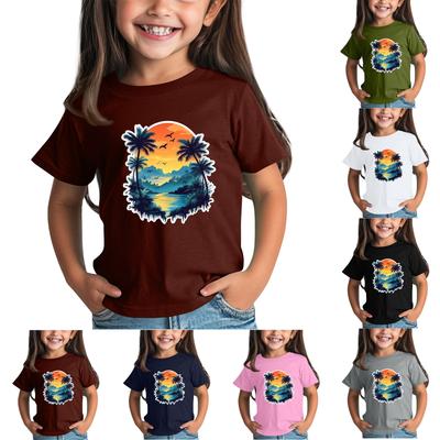 Children's Fashion Daily Printed Round Neck Short Sleeved Casual T-shirt Top